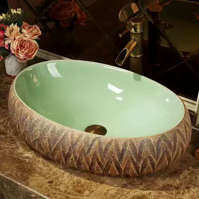 Small retro table basin Nordic washbasin round ceramic art Chinese antique washbasin single basin household