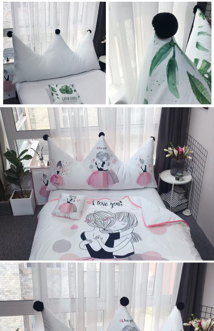 Mùa thu và mùa đông pha lê nhung in vương miện lớn gối giường đệm lại đệm giường của công chúa trái tim cô gái - Trở lại đệm / Bolsters Bộ chăn gối văn phòng hình thú
