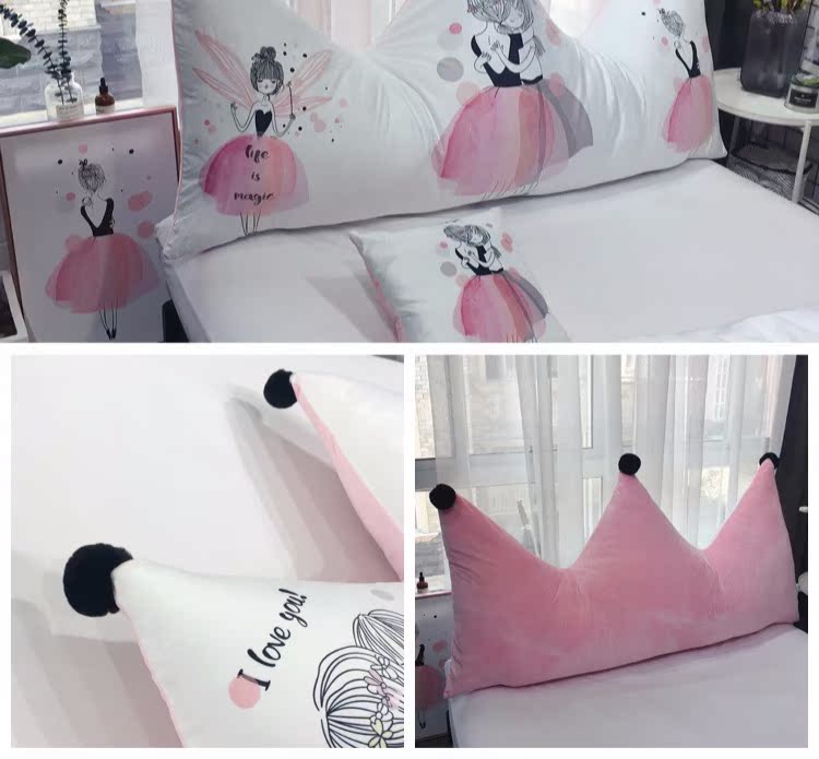 Mùa thu và mùa đông pha lê nhung in vương miện lớn gối giường đệm lại đệm giường của công chúa trái tim cô gái - Trở lại đệm / Bolsters Bộ chăn gối văn phòng hình thú