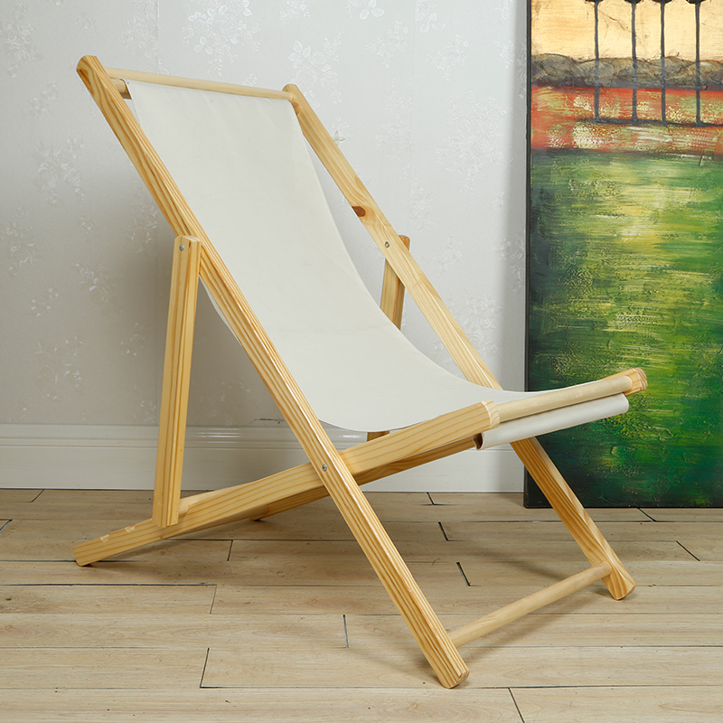 Solid wood deck chairs outdoor wood casual Oxford canvas beach getaway chair home portable escort chair