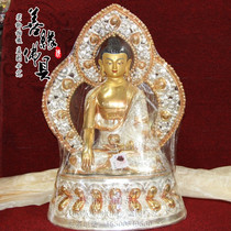 High-end boutique Nepal handmade purple copper gilt exquisite carved Sakyamuni Buddha statue height 55cm