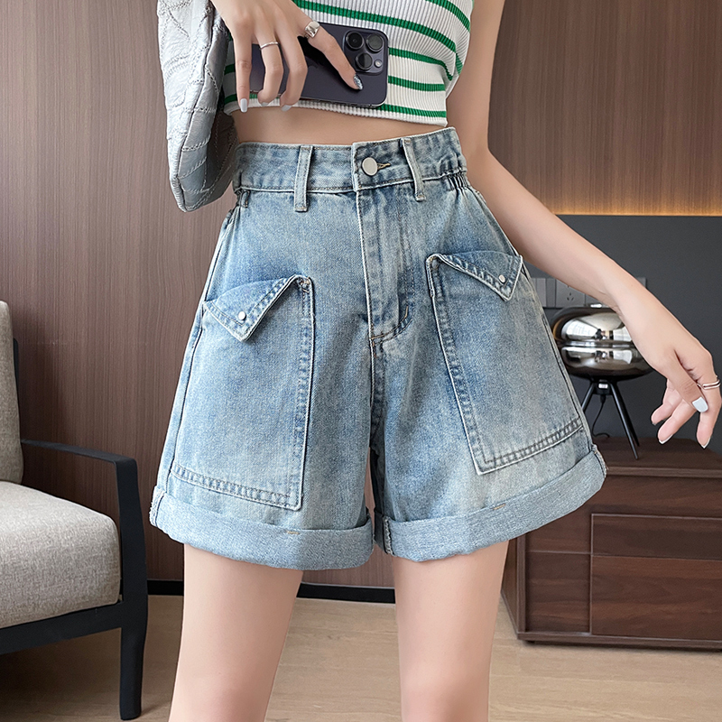 Women's Denim Shorts, Summer Thin Style, 2026 New Model, Slimming, Trendy Influencer Design, Popular Straight-Leg Shorts