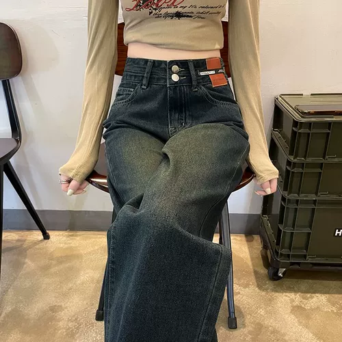 Флисовые осенние джинсы с начесом, штаны, свободный прямой крой, 2025 года, высокая талия, по фигуре, подходит для подростков