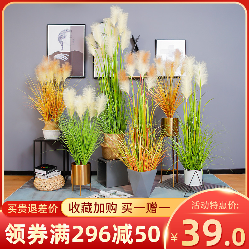 Simulation Plant Nordic Ins Wind Reed Grass Living-room Potted Plant Pendulum Pieces Mesh Red Fake Green Plant Large Floor Flower Decoration