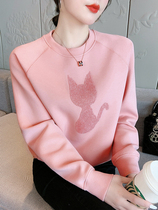 Become a daily and good self ~ space cotton pink necropolis for women 2021 autumn and winter new round collar blouses