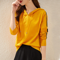Coming up right up to date 2021 Autumn winter new knitted blouse with cap slapped undershirt fashion 100 lap lagoon woman