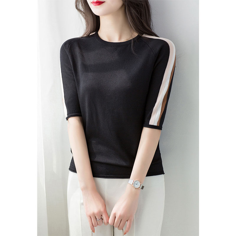A D Hepburn -- O this year trendy new -- fashion 100 hitch summer new 50% sleeve round collar blouses woman