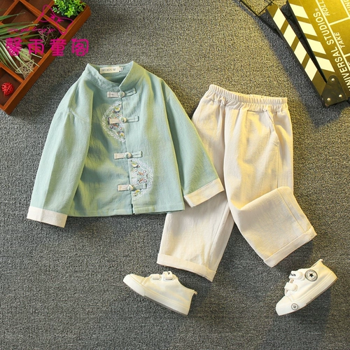 Ханьфу, костюм мальчика цветочника, осенний детский этнический комплект, китайский стиль