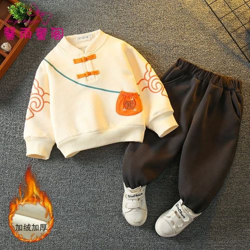 Флисовый костюм мальчика цветочника, детское праздничнное платье, китайский стиль, наряд на выход