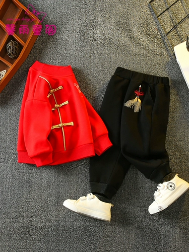 Флисовый детский комплект для мальчиков, этнический осенний демисезонный костюм, китайский стиль