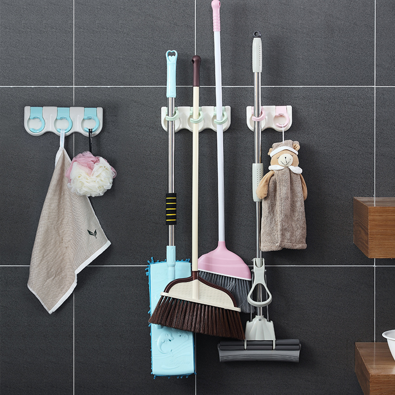 Shake sound non-perforated mop rack adhesive hook strong load-bearing adhesive cosmetic room wall hanging hook storage artifact storage rack