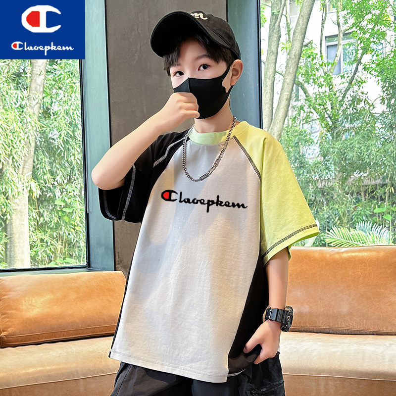 Campus Champion Boys' Short-Sleeve T-Shirt 2026 New Summer Children's Pure Cotton Half-Sleeve Summer Wear Boys' Stylish Top t Campus Champion Boys' Short-Sleeve T-Shirt 2026 New Summer Children's Pure Cotton Half-Sleeve Summer Wear Boys' Stylish Top t