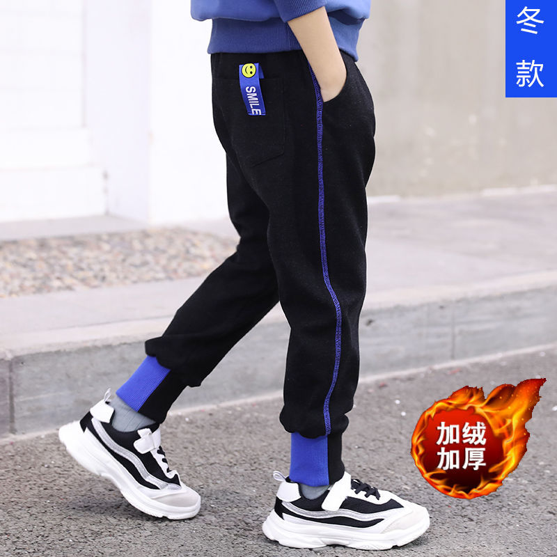 Boys plus fleece pants 2019 new foreign style autumn and winter clothes thickened children's casual sports trousers autumn trendy children's clothing