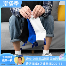 5 Double loaded Sub-ink Mens cloth Label Chinese short cylinder socks Spring Summer Trend Brief about low Help pure cotton Fashion Black white