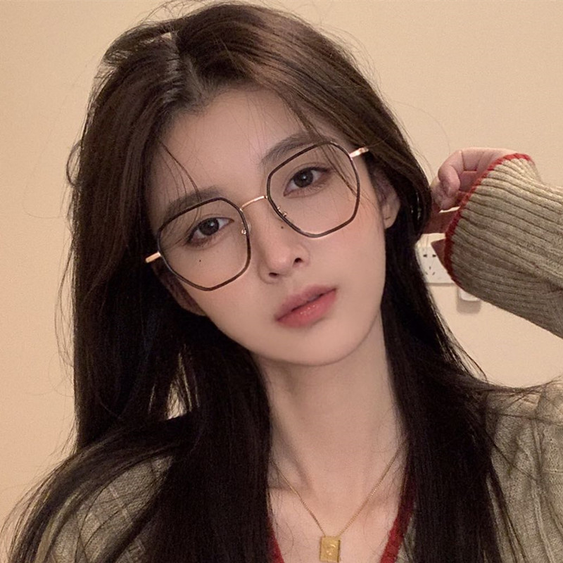 Retro polygon glasses frame myopia female color artifact anti-blue-ray radiation-proof eye can be matched by several Korean edition tide
