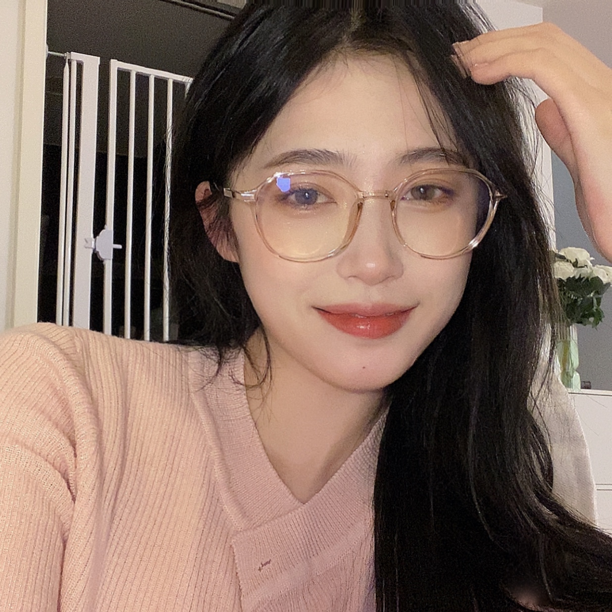 Ultra-light polygonal glasses for short-sighted women can be equipped with a degree of net red style plain face frame Korean version of the trendy men