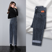 Harlan jeans Spring and Autumn Fit 2022 New high-waist casual radish dad with velvet children autumn and winter