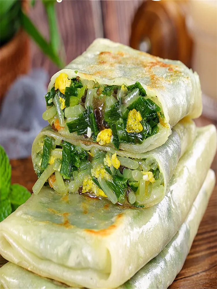 Jr Chive Box Breakfast Semi-Finished Product Chive Egg Pie Instant Noodles Breakfast Quick Meal Frozen Convenience Food for Home and Commercial Use