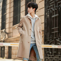 2021 spring and autumn men long trench coat casual lapel fashion coat youth tide handsome loose coat