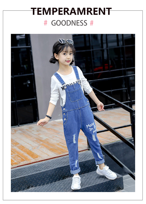 Bộ đồ mùa thu cho bé gái 2018 mới trẻ em yếm denim trong quần bé trai dài hai màu ngoại quốc phiên bản Hàn Quốc yếm bò cho bé gái
