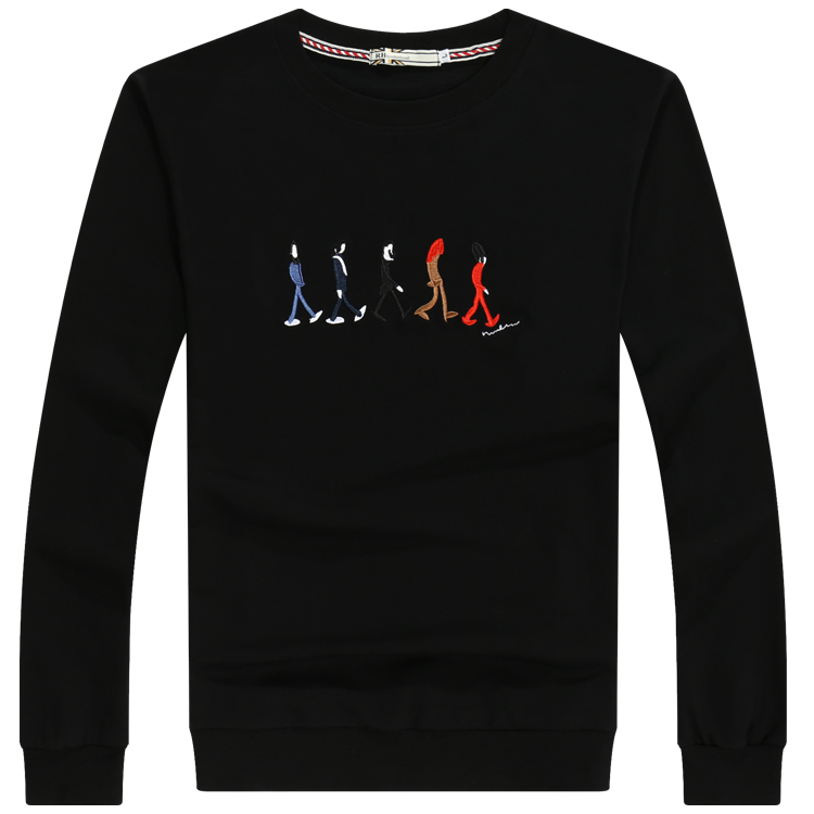 Áo len nam mùa thu dài tay rộng thêm áo thun cotton to béo cộng với phân bón áo thể thao XL áo hoodie dày