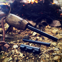 Jungle skills flintstone field fire magnesium rod double hole bracelet fire rod waterproof magnesium block outdoor wilderness survival