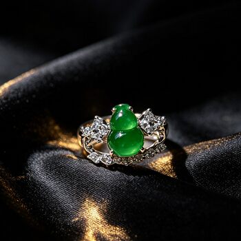 Bihuxingcan natural grade a jadeite ice-planted green gourd ring kbr60826002