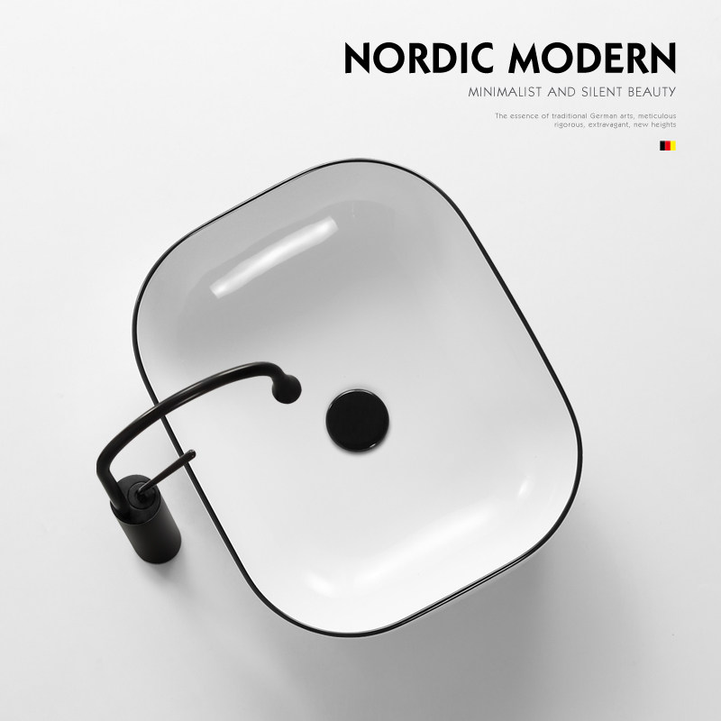 Extremely Minimalist Art Black Terrace Basin Single Sink Washbasin Ceramic Washbasin Bathroom Face Basin Small Balcony Basin Water Basin Pool