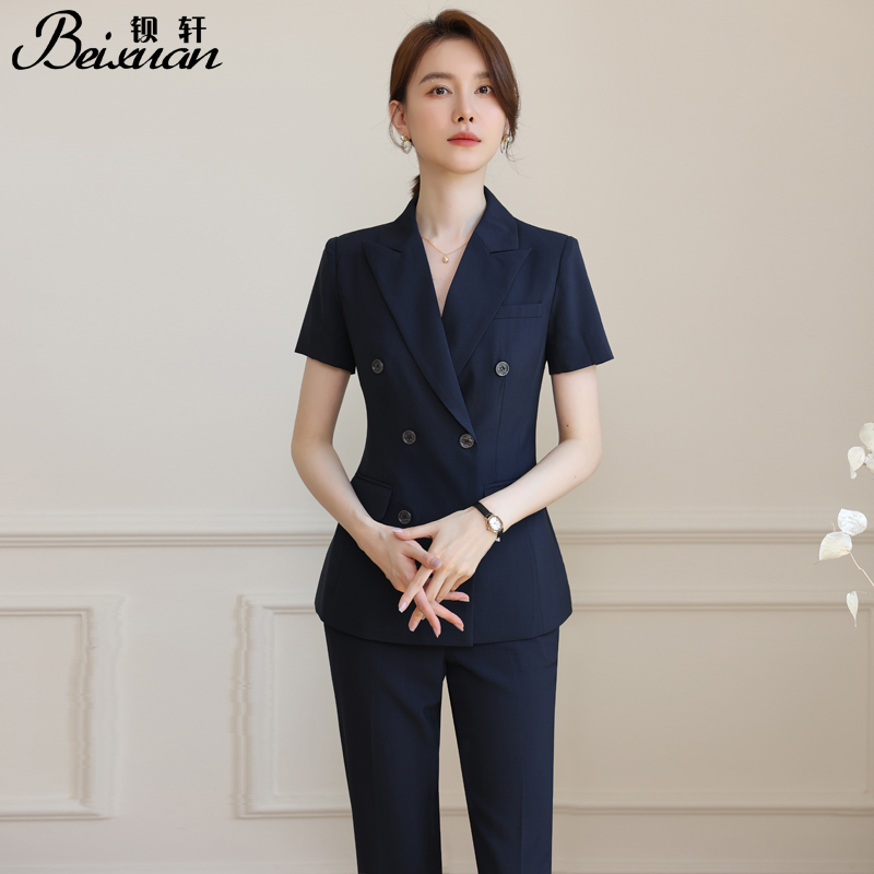 High-End Professional Suit Suit for Women Summer Thin 2025 New Elegant Formal Work Clothing Hotel Front Desk Work Clothes