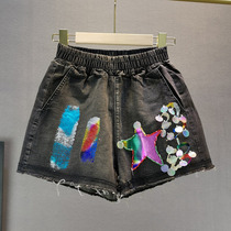 Thin Denim Shorts Female Tide 2020 Summer New European Station Loose With Lean Heavy Work Bronzed Bright Pieces Broadlegged Hot Pants