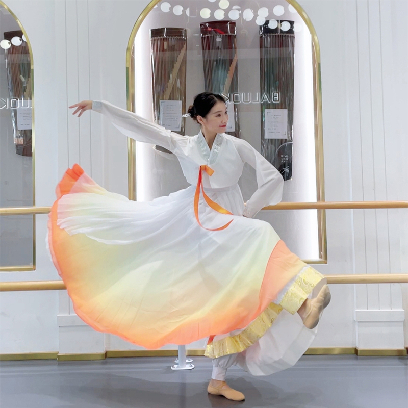 Korean Dance Performance Costumes, Elegant and Flowing Skirts for Art Exams, Performance Attire, Korean and Korean-Style Practice and Exercise Clothing