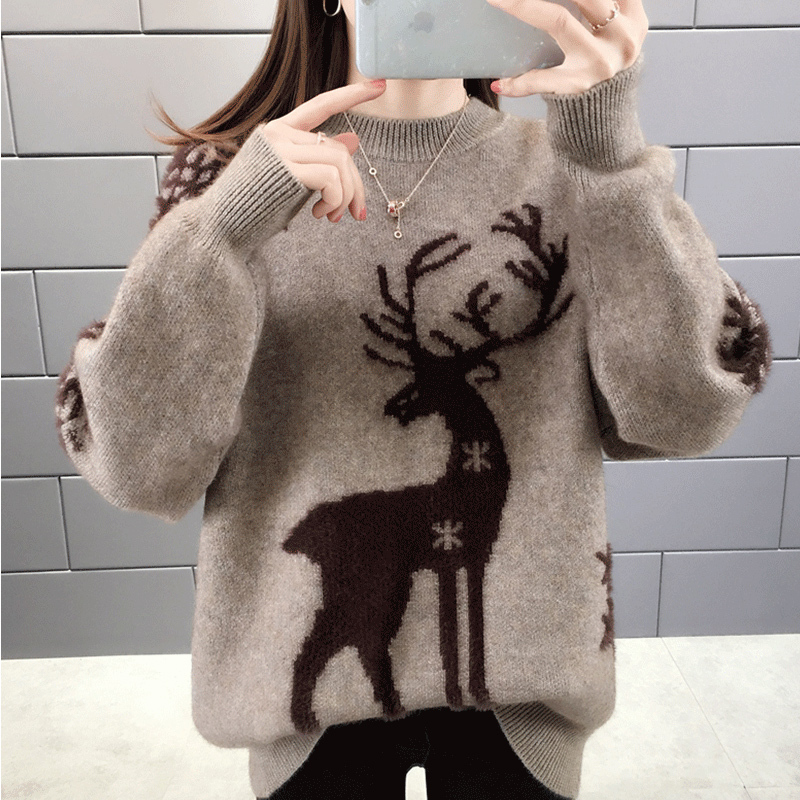 2026 New Thick Sweater for Women, Christmas Hot Item, Autumn and Winter Thick Loose-Fitting Women's Base Layer, Stylish and Casual
