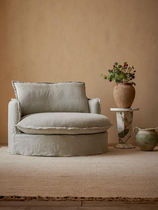 Jing Jifeng B&B French retro balcony bedroom round removable and washable linen down chaise single sofa chair