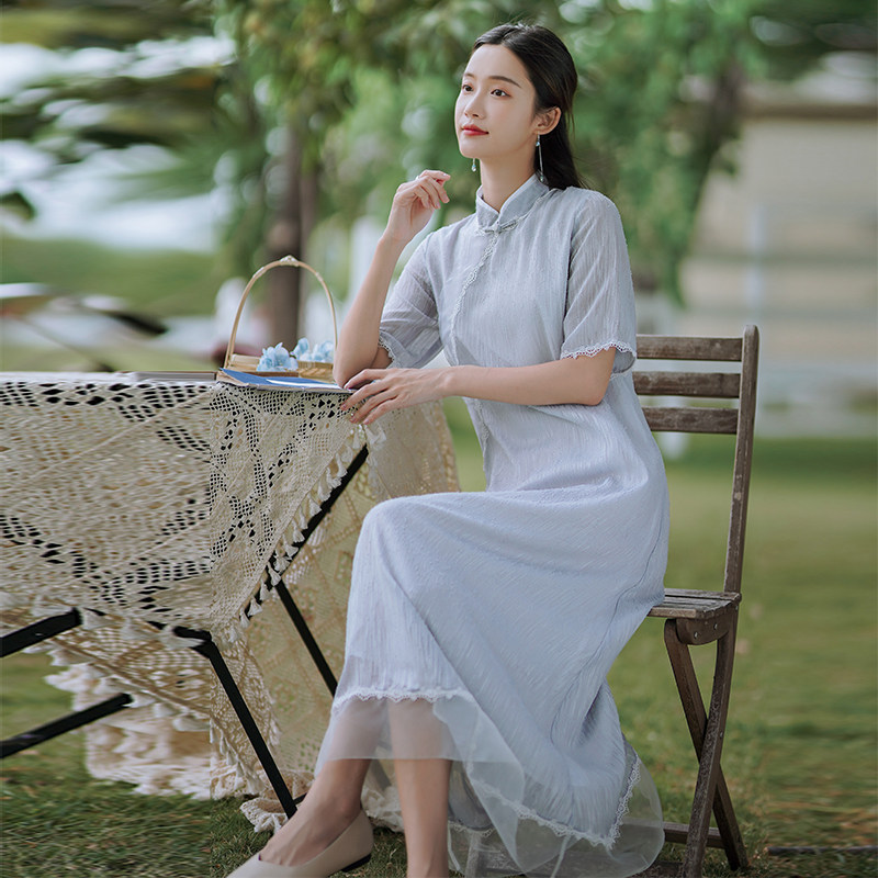 Improved Qipao Tang Dress Tea Suit China Ethos Women's Dress 2022 Summer New Ancient Wind Dress Everyday Can Wear