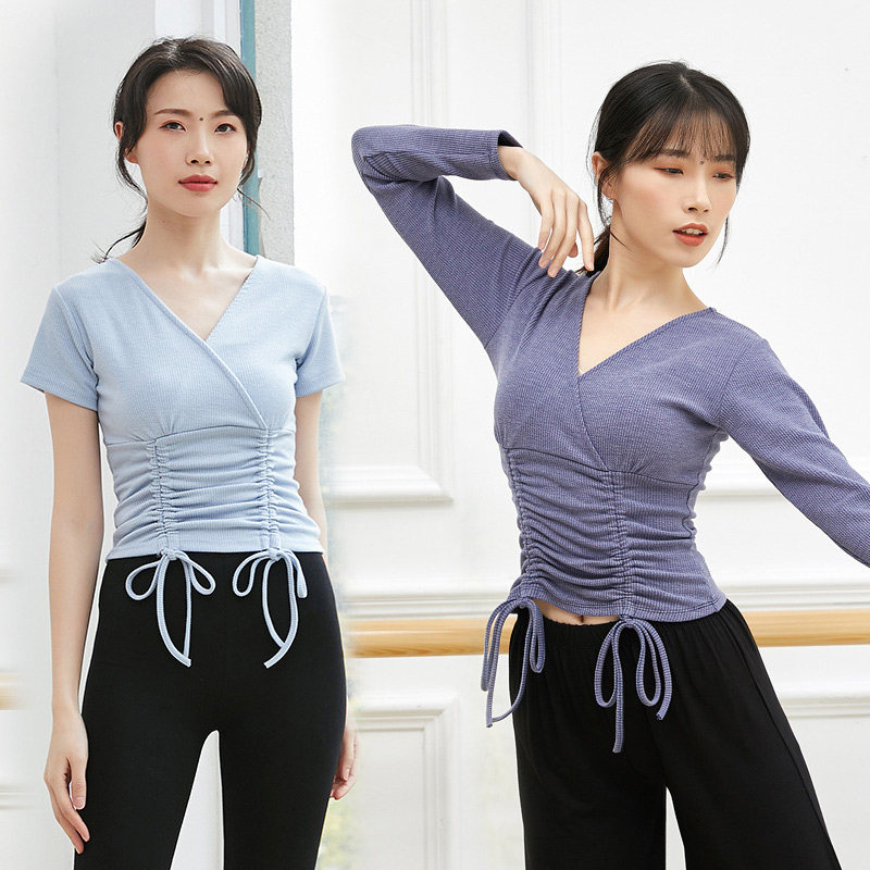 Autumn and winter warm and belly-covering knitting training clothes teachers classical dance practice clothes drawstring yoga modern dance Chinese dance