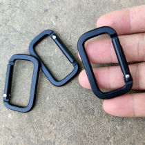 Rectangular Runway Buckle Profiled Buckle Luggage Key Buckle Pendant Aluminum Alloy Mountaineering Buckle Spring Hook Pure Black