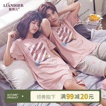 2 sets of Price summer couple pajamas short sleeve cotton set sexy nightgown Korean cute summer mens and womens home clothes