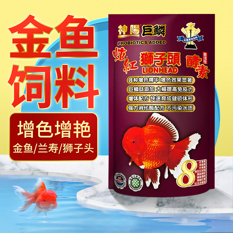 神阳观赏金鱼饲料兰寿狮子头泰狮鎏金上浮下沉草鱼食色扬鱼粮艳红
