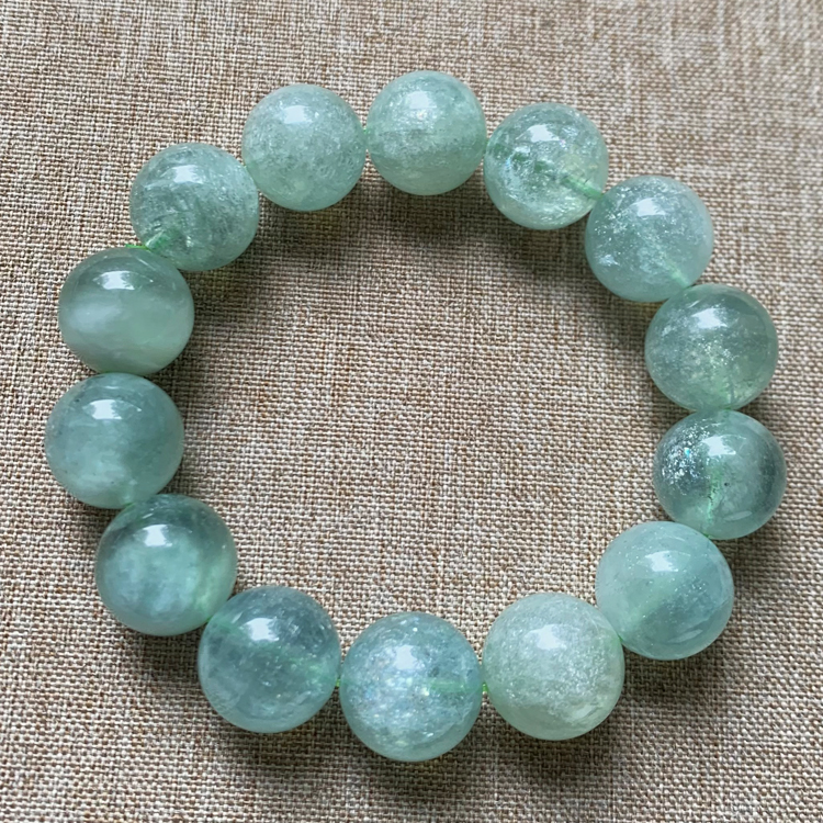 天然ベリルシングルループブレスレットアイススムースグリーンアイススムースグリーンブレスレットブルークリスタルジュエリーエスニックスタイルカップル