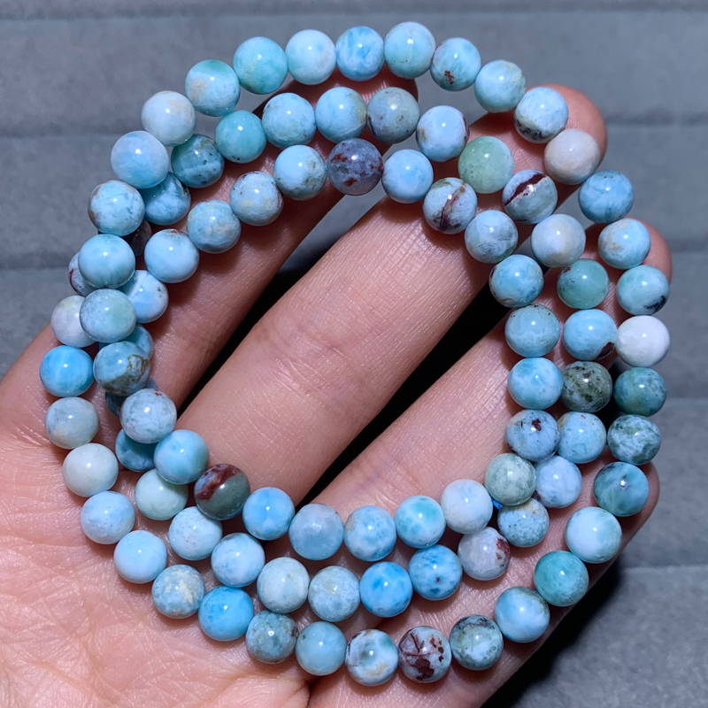 Natural Larimar Three-Circle Bracelet, Light Blue Sodalite Crystal Bracelet, Jewelry Gift for Couples, Women Natural Larimar Three-Circle Bracelet, Light Blue Sodalite Crystal Bracelet, Jewelry Gift for Couples, Women