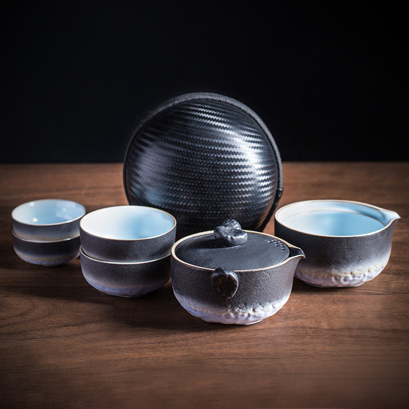 # and portable crack cup travel kung fu tea set is suing Japanese contracted a pot of four cups of ceramics