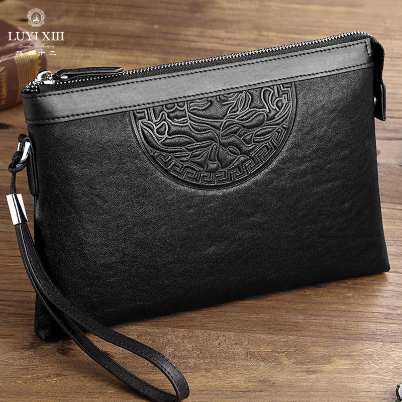 New men's handbags genuine leather men's handbags Handmade male circumcised bag Bull Leather Hand Grip Bag luxury brands