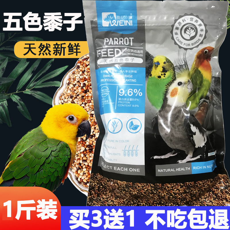 Parrot Feed Bird Grain Tiger Peel Peony for small and medium size Cockatoo Bird Foods 5-colour Millet Mixed Grain cereal 500g