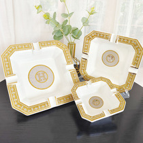 Creative personality trend ceramic European large octagonal ashtray home living room office decoration fashion ornaments