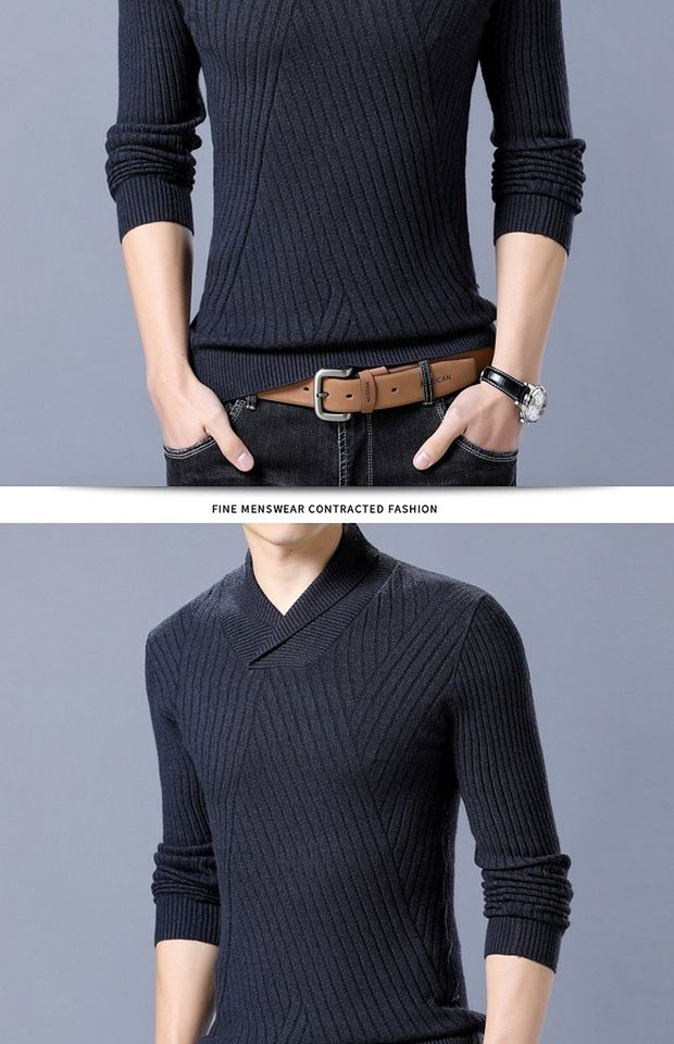Áo len nam Ordos len nam cổ chữ V trùm đầu áo len cashmere mùa thu và mùa đông dày áo len nam ấm áp áo nam hàng hiệu