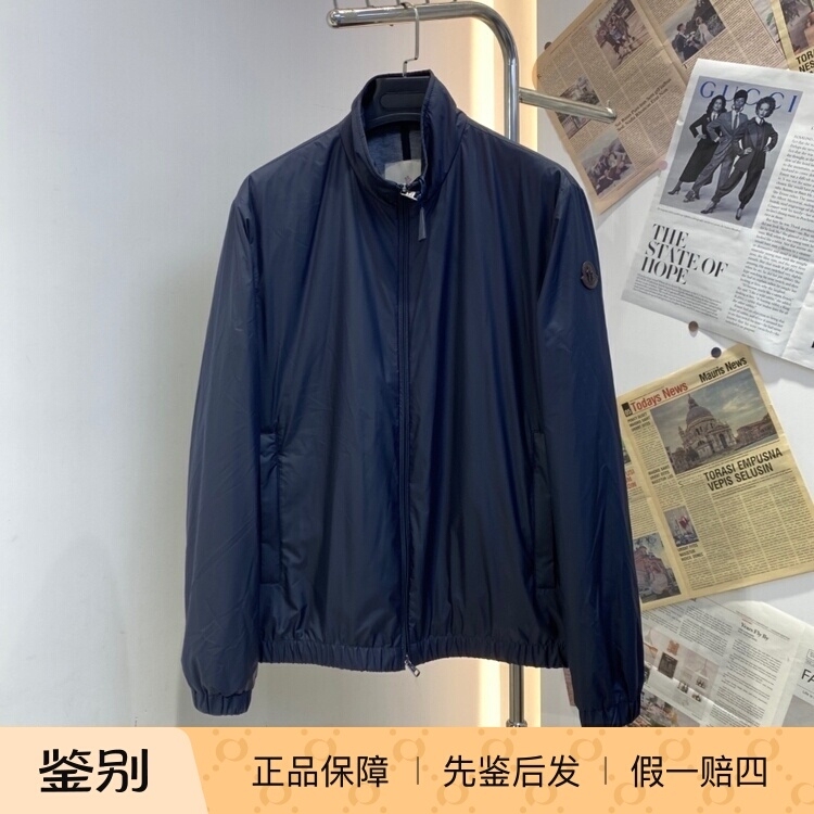 In Stock Moncler 2026 New Men's Black and Blue Thin Two-Layer Stand Collar Jacket 1A00164