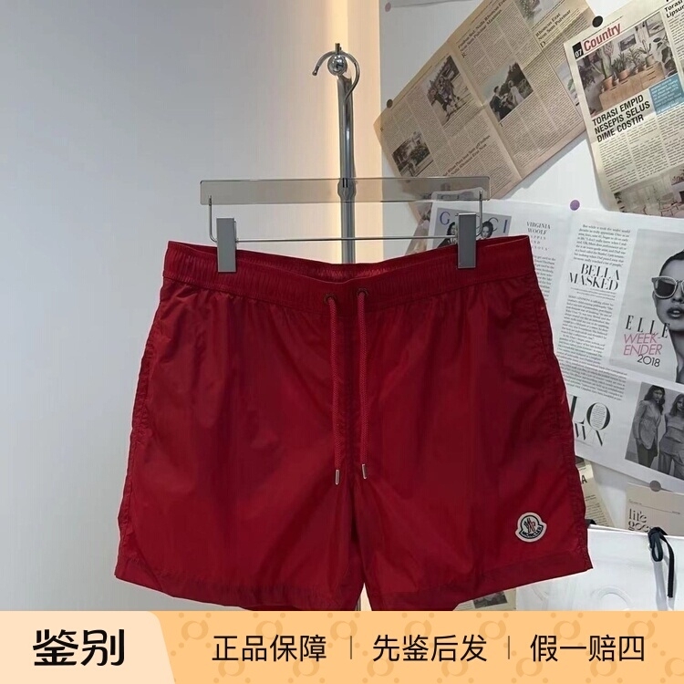 2XL Clearance in Stock Moncler Men's Red Logo Swim Trunks Beach Shorts 2C00004
