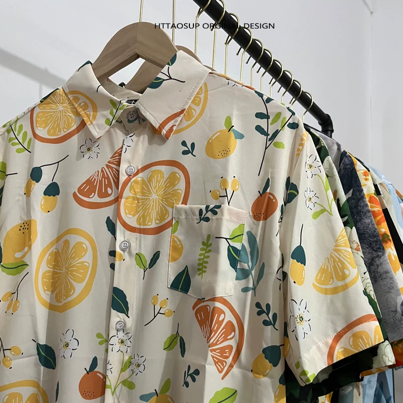 HTTAOSUP Tide, retro shirt, flowered
