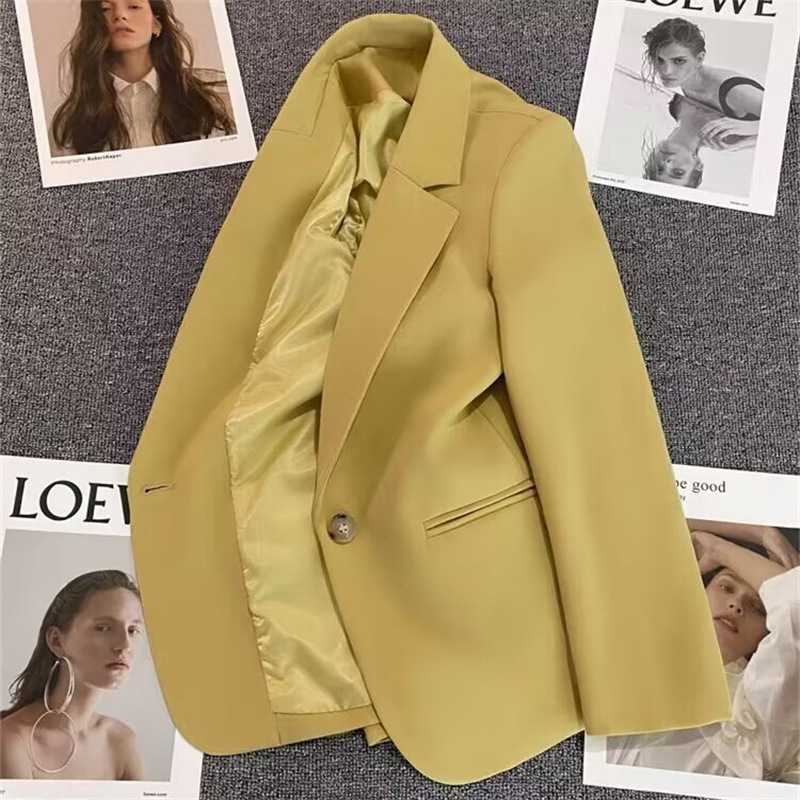 2026 Autumn New Yellow Blazer for Women, Trendy Fashionable Versatile Spring and Autumn Elegant Small Suit Jacket