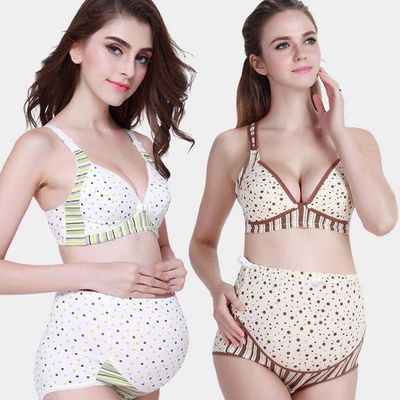 Pregnant women's underwear underpants suit without steel ring front opening buckle coalestation anti-drooping Pu suckling bra high waist pregnant women's underwear